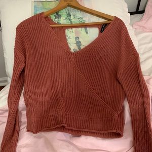 burgundy crop sweater